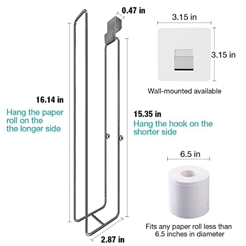 Conworld Toilet Paper Storage for 4 Roll Tissue, Over The Tank Toilet Paper Holder, Stainless Steel Rustproof Toilet Paper Holder Wall Mount, for Rv, Bathroom Storage and Organization, Silver, 1 Pack - Thumbnail 6