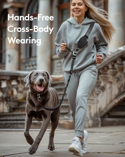 MIDOG Multifunctional Dog Leash Hands Free for Large Dogs - Adjustable Waist Leash with Zipper Pounch& Bungee Cord for Jogging/Running/Walking(4-7FT,Black) - Thumbnail 3