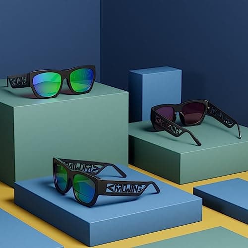 ROCKNIGHT Polarized HD Sunglasses Mirrored UV400 Protection Green Square Shades Travel Trekking Street - Thumbnail 3