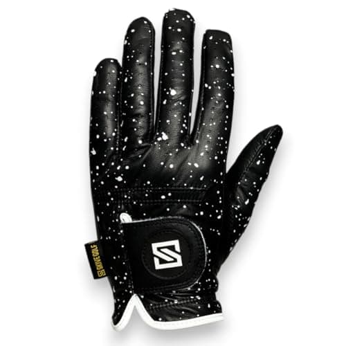 SKIVE Golf Premium Golf Glove | 100% AAA Cabretta Leather | Cool Golf Gloves Men | Serious Feel & Performance | Black Golf Glove Left Hand