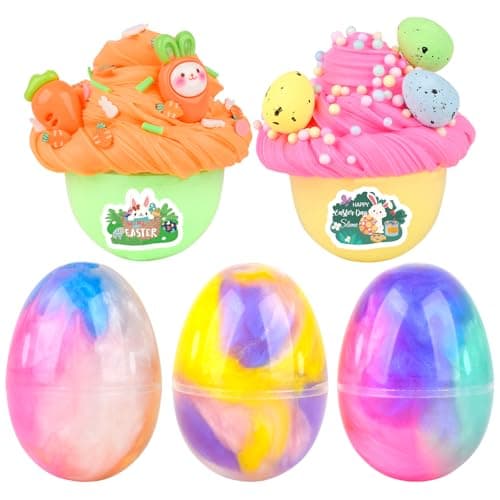 Easter Basket Stuffers - 5 Pack Kit of Eggs Filled with Slime and Charms - Prefilled Eggs with Toys Inside Easter Gifts for Toddlers Teens Girls Boys - Image 1