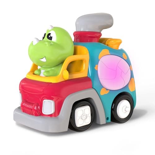 P&C Dinosaur Truck Toys for 1 2 3 Year Old Boys Girls, 18-36 Months Baby Toy with Music & Lights, Montessori Learning Toy for Crawling Walking, Educational Push Car for Toddlers, Birthday Gift - Thumbnail 2