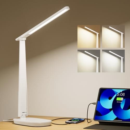 Honeywell LED Desk Lamp for Home Office, Eye-Caring Light with 4 Color Modes & Touch Control, USB A+C Charging Ports, Adjustable Rotating Head with Timer for Reading, Bedroom & Small Desks - Image 1