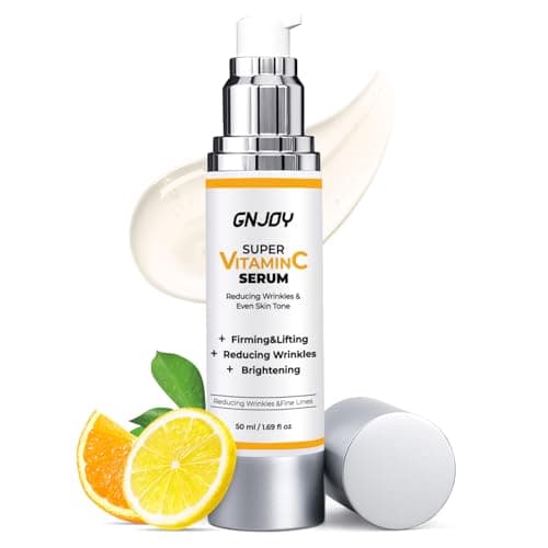 GNJOY Vitamin C Serum for Face | 84% Super C Serum for Women Over 70, with Vitamin C Hyaluronic Acid Caffeine for Mature Skin All-In-One Hydrate, Repair, Firm, Lift, Smooth Fine Lines - 50ml