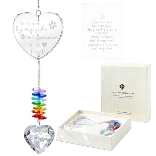 Dog Memorial Gifts, K9 Pet Memorial Crystal Suncatcher, Dog Loss Pet Passing Away Sympathy Remembrance Bereavement Gift (White-Heart) - Image 1