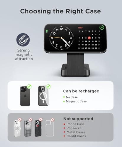 Kailwokk 3 in 1 Magnetic Wireless for iPhone Charging Station: Foldable Portable Charger for iPhone 17-12 Pro Max & Apple Watch & AirPods, for Apple Multiple Devices Charger for Home,Office&Travel - Thumbnail 2