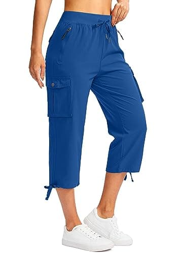 Soothfeel Women's Cargo Capris Pants with 6 Pockets Lightweight Quick Dry Travel Hiking Summer Pants for Women Casual (Royal Blue, XXL) - Image 1