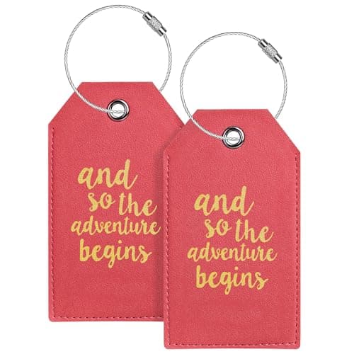 Luggage Tag & Initial Baggage Tags for Suitcases Leather Bag Tags for Backpacks Handbag School Instrument with Name ID Label Travel Essentials, Unique Fun Navy Red Personalized Luggage Tags 2 Pack