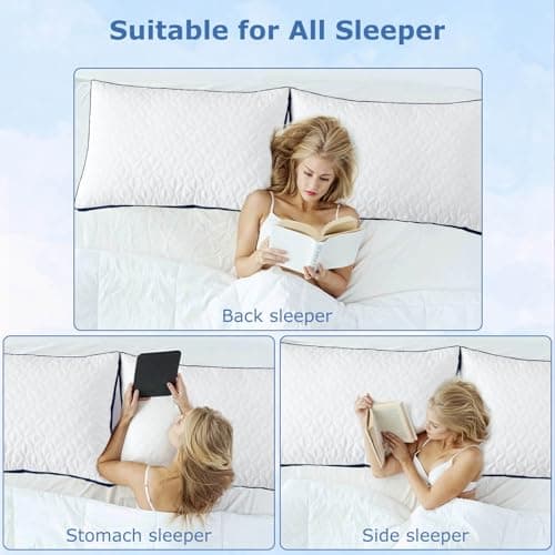 Slybear Pillows Standard Size Set of 2, Cooling Bed Pillow Hotel Quality Pillows 2 Pack for Back, Stomach or Side Sleeper, Fluffy Pillow with Down Alternative for Bed Sleeping, Machine Washable - Thumbnail 5
