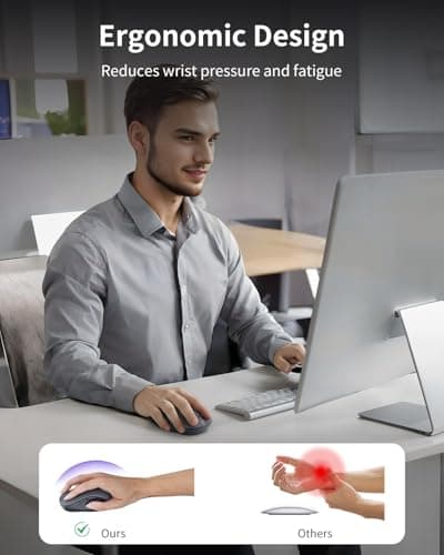 WL300 Bluetooth Mouse Silent Wireless Mice, Quiet Click, Cordless Computer Mouse with 6 Buttons, Sculpted Grip, Adjustable DPI for Laptop, PC, Mac, 18-Month Battery Life for Work or Travel ( Grey) - Thumbnail 6