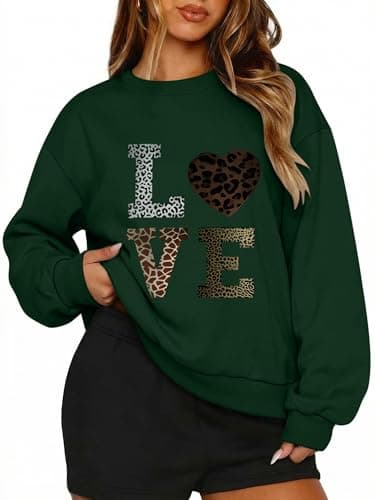 PEFYERVERY New Year Ugly Sweatshirt Crewneck Long Sleeve Pullover Leopard Print Hoodless Vintage Girls Cute Sweater Cool Y2K Style Skateboard Green L - Image 1