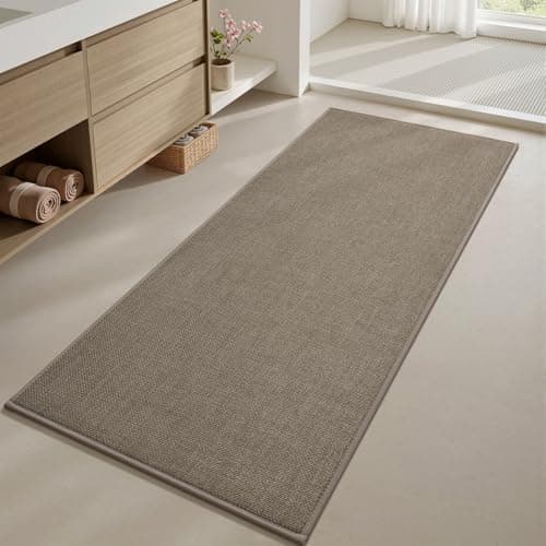 Bathroom Runner Rugs Non Slip Washable Absorbent Bath Mats Runner Quick Dry,Upgraded Soft PVC Backing Ultra Thin Bathroom Rug Runner Fit Under Door,Washroom Mat Long Bath Rugs,24"x47",Brown - Image 1