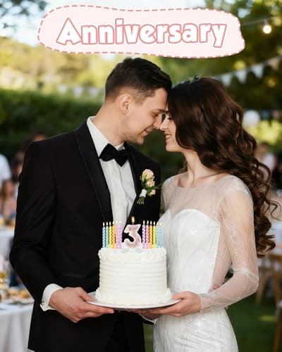 Birthday Candles for Cake, Pink Number Candles, Cake Candles with Greeting Card for Birthday Party Wedding Anniversary Celebrations（3 Candle,White Number Macaron） - Thumbnail 3