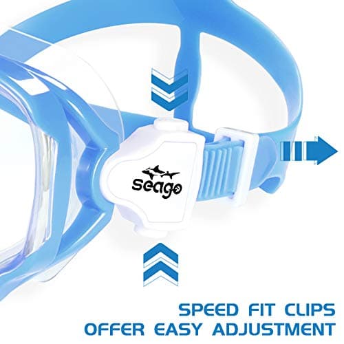 Seago Swimming Mask Swim Goggles for Kids Boys Girls Youth 6-14 8-12 8-14 4-7, Anti-Fog 180° Panoramic View Soft Silicone Skirt Kids Pool Underwater Swimming Goggles with Nose Cover, Snorkel Equipment - Thumbnail 4