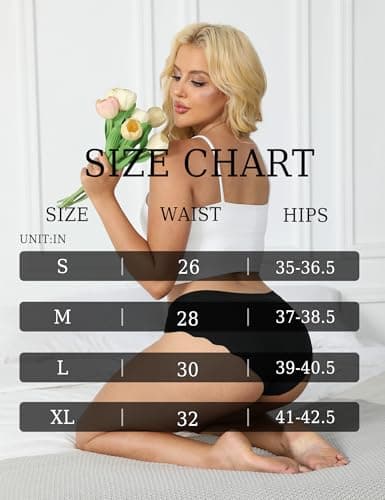 MCOWOD Women's Seamless Underwear No Show Bikini Panties Low Rise Hipster Wave Edge Sexy Multicolor Size L 5 Pack - Thumbnail 6