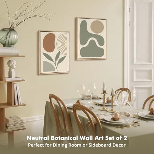 DAJONART Boho Abstract Wall Art Set of 2, Sage Green & Burnt Orange Geometric Prints Duo Framed Canvas for Japandi, Mid Century Modern, Neutral Room Decor,Minimalist Earth-Tone Art,12x16 in - Thumbnail 5