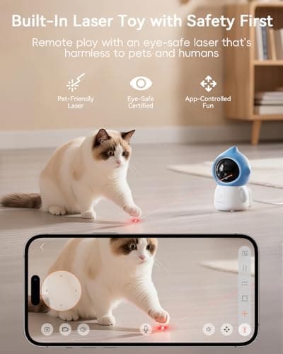ZUMIMALL Pet Camera Indoor, 5G/2.4G WiFi Camera for Dog/Cat with Laser Toy, 3MP Pet Security Cameras with Phone App, 2-Way Talk, Auto Tracking, Pet/PIR/AI Detection, Privacy Protect, Alexa/ONVIF/Cloud - Thumbnail 3