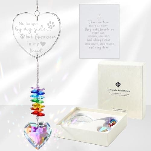 Dog Memorial Gifts for Loss of Dog, K9 Pet Memorial Crystal Suncatcher, Pet Sympathy Loss Passing Away Remembrance Bereavement Gift (Color-Heart) - Image 1