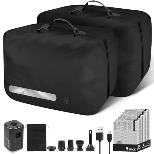 11-Pack Large Vacuum Compression Bags with Pump,2×41L TPU 180° Wide Opening Vacuum Seal Bags+9 PA&PE Bags (S/M/L) Space Saver for Family Travel, Bedding,Comforters & Home Storage - Image 1