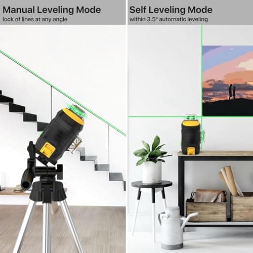 Laser Level 360 Self Leveling,DEGLASERS 3x360 Green Cross Line Laser Level for Construction and Picture Hanging with Rechargeable Battery(30Hrs), Remote Control, Magnetic Bracket, Portable Bag - Thumbnail 3