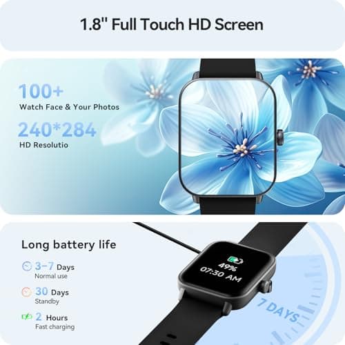 Smart Watch for Men Android & iPhone, Alexa Built-in, 1.8" Touch Screen Fitness Tracker, IP68 Waterproof Heart Rate/Sleep/SpO2 Monitor, Watches with Answer/Make Calls, Pedometer, 100+ Sport Modes - Thumbnail 5