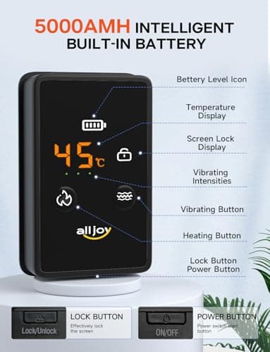 ALLJOY 67" Cordless Heating Pad for Back Pain Relief FSA Eligible HSA, Birthday Gifts for Women Men Mom Dad, Portable Lower Back Massager with 3 Heat 5 Vibration, Wireless Heating Pad for Cramps - Thumbnail 6