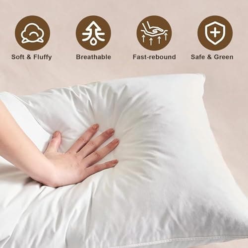BHZ Goose Down Feather Pillows Queen Size - Hotel Collection Bed Pillows for Sleeping Soft Pillow for Side and Back Sleepers with 100% Cotton Fabric - Thumbnail 5