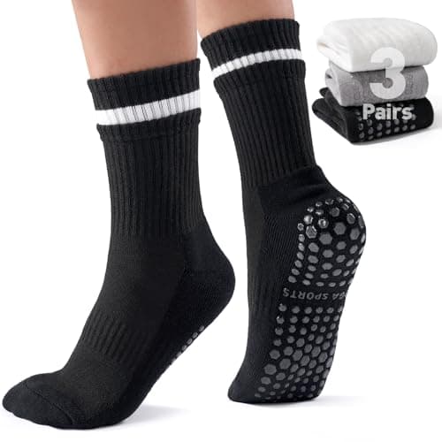 LETSHAKE Grippy Socks Woman, Pilates Socks Non Slip, Grip Socks Pilates for Yoga Ballet Workout Hospital（Black,White,Grey） - Image 1