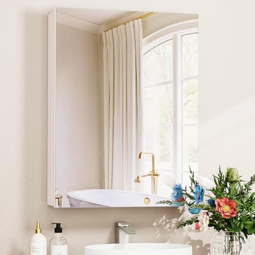 BROBIG 20 x 26 Medicine Cabinet Mirror, Mount or Recessed Bathroom Mirror with Storage, Aluminum Framed Medicine Cabinet with Adjustable Shelves for Bathroom Vanity Modern Farmhouse - Image 1