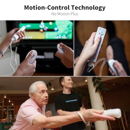 Zamia 2 Packs Upgrade Controller with Silicone Case and Wristband,Remote Controller with Nunchunk Compatible for Wii/Wii U Games(White) - Thumbnail 6