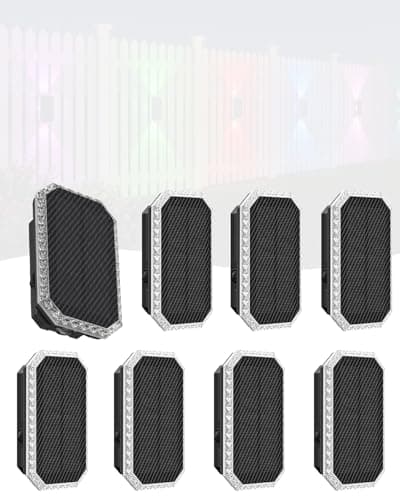 TECKNET Solar Fence Lights Outdoor 8 Pack with Bi-Directional, Uplight & Downlight, Solar Powered Fence Wall Lights Waterproof IP67 8 Colors & RGBW Dynamic Cycling for Outdoor/Patio/Porch/Pool Cage - Image 1
