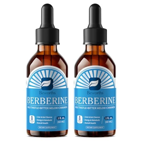 B BEWORTHS 2Pack Berberine Supplement - Berberine HCL with Ceylon Cinnamon Supplement Drops with Bitter Melon, Milk Thistle, Turmeric, Artichoke, Berberine Phytosome - Support Liver, Digestive Health