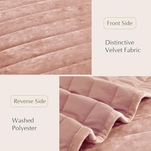 WRENSONGE Velvet King Size Quilt Set-3 Pieces Clay Pink Luxurious Velvet Striped Channel Comforter with 2 Shams, Soft Bedspread Coverlet Quilted Bedding Set for All Season - Thumbnail 6