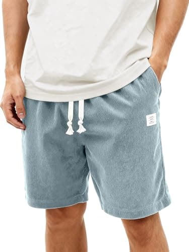 HOTake Mens Corduroy Shorts Casual 7 Inch Elastic Waist Drawstring Summer Beach Loose Fit Shorts - Image 1