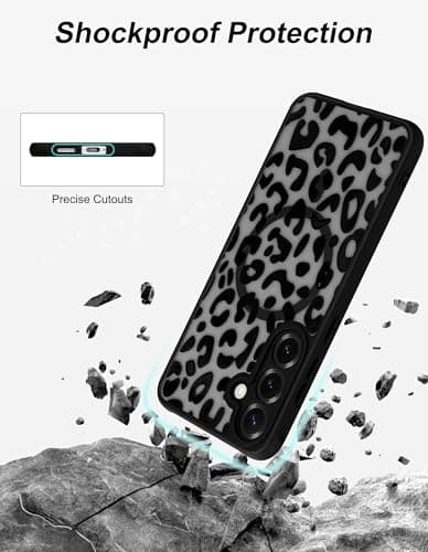 Aitipy Compatible with MagSafe Case for Samsung Galaxy S24 Plus, Cute Black Cheetah Aesthetic Pattern Magnetic Design Phone Case, Soft TPU Protective Phone Cover for Women Girls-Leopard Print - Thumbnail 5