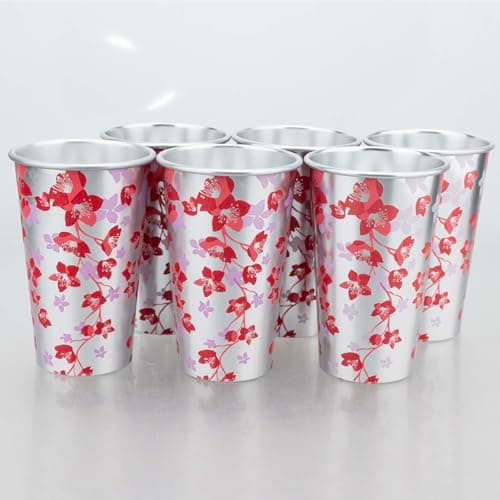 TJ Color Changing Aluminum Metal Cups, Reusable Party Cup Set, Aluminum Drinking Cups, Set of 6, 15 oz