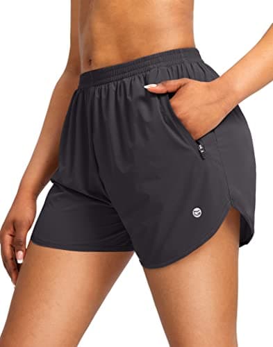 G Gradual Women's Running Shorts with Zipper Pockets Quick Dry Athletic Workout Gym 3" Short Shorts for Women with Comfy Liner (Dark Grey, XX-Large) - Image 1
