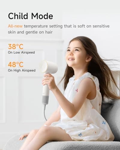 Laifen Hair Dryer SE 2, 200 Million Negative Ionic Blow Dryer with Child Mode and 108,000 RPM Brushless Motor, 1400W Powerful Fast Drying High-Speed Low Noise Hairdryer with Magnetic Attachments - Thumbnail 6