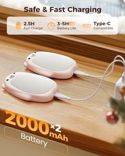 SWEETFULL Hand Warmers Rechargeable – Cute Bear, 2 Pack Magnetic, Reusable Electric Pocket Heater, Great Gift for Daughter, Kids, Wife, or Bestie, Portable for Outdoor & Camping (Pink) - Thumbnail 4