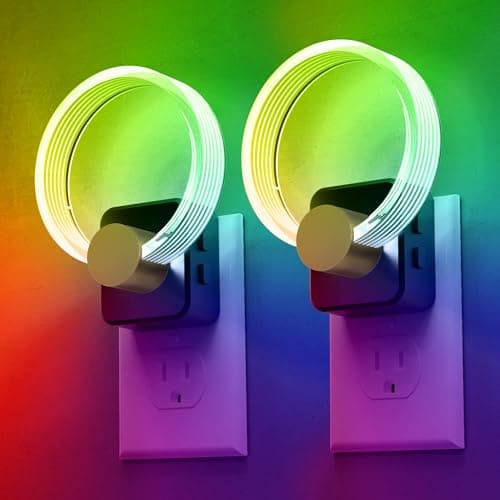 L LOHAS LED Night Lights Plug into Wall, Changing RGB Night Light with Dusk to Dawn Sensor, 180° Rotatable Acrylic Nightlight Plug in Wall for Halloween, Christmas, Holiday, Hallway[2 Pack] - Image 1