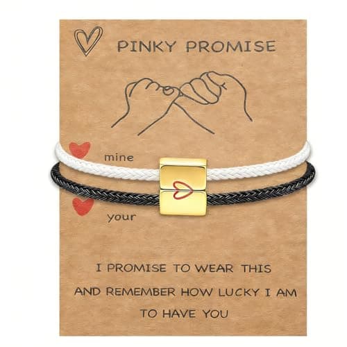 COTATI Matching Couple Bracelets for Him and Her, Friendship Relationship Promise Bracelet for Boyfriend Girlfriend, Anniversary Love Jewelry Gifts Set (Black-White) - Image 1