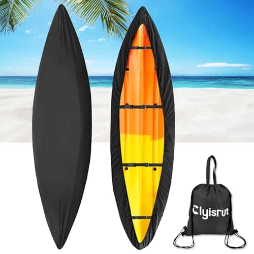 Waterproof Kayak Canoe Cover Accessories, Boat Outdoor Oxford Storage Marine Cockpit Dust Cover UV Protection Ultra Strong Sunblock Shield for Fishing Boat Kayak Canoe (10-11.5FT, Black) - Image 1