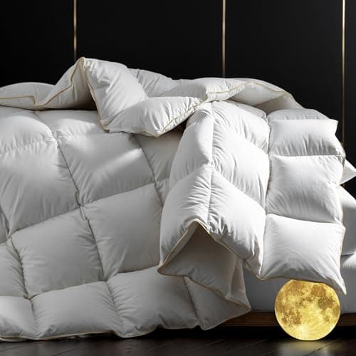 HANYUN Organic Cotton Goose Down Feather Comforter - All Season King Size Duvet Insert Warm and Breathable Down Comforter Ultra-Soft 650 Fill-Power 78 Oz Fluffy Warmth 106"x90" - Image 1