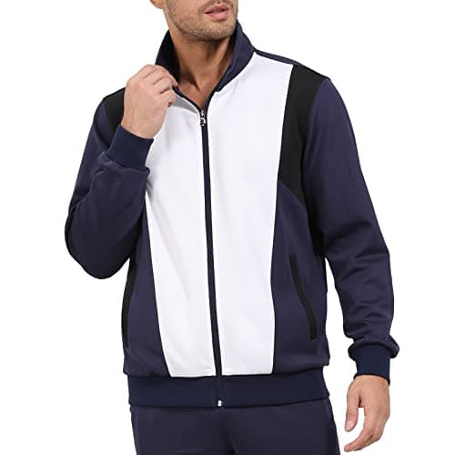 Sun Lorence Track Suits for Men Set 2 Piece Full Zip Sports Mens Sweatsuit Sets Jogging Suits Set Navy Blue Small - Thumbnail 2