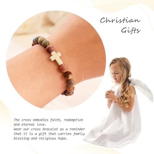 BAYLAY Teen Girl Gifts Trendy Stuff, Cross Bracelet for Women Teenage Girls Birthday Gifts Christian Religious Easter Baptism for Teens Girl Easter Essentials Basket Stuffers Fillers Gift - Thumbnail 2