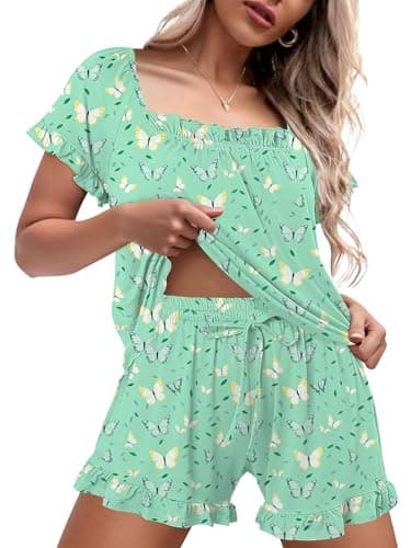 StunShow Bridal Party Pajamas Tank Top And Shorts Pajama Set Cute Pj Sets White Pj Set Pajama Bridesmaid Getting Ready Outfit White Pjs Butterfly XL - Image 1