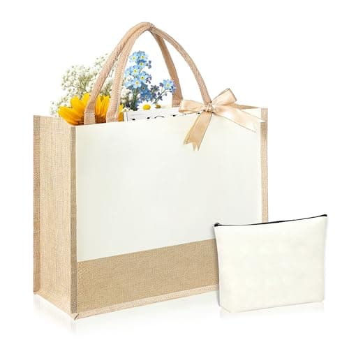 DCLOVERY Initial Canvas Tote Bag & Makeup Bag for Women Teacher Bridesmaids，Personalized Present for Wedding, Birthday, Beach - Image 1