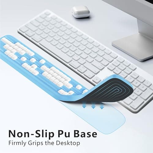MEKASS Keyboard Wrist Rest, Ergonomic Wrist Pad, Soft Memory Foam Keyboard Hand Rest with Non-Slip Base, Easy Typing, Pain Relief, Comfort Support for Office Work Gaming Accessories (Blue White) - Thumbnail 5