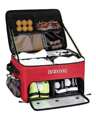 BAIXIXIG Golf Trunk Organizer, 2-Layer Storage with Shoe Pocket, Storage for Golf Accessories, Gifts for Golfers, Red