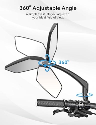 COICER Bicycle Mirror for Handlebars Mount, E Bike Rear View Mirror 2PCS - Thumbnail 5